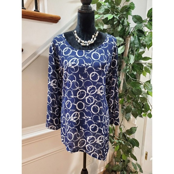 Avenue Women's Blue Polyester Round Neck Long Sleeve Pullover Blouse Size 22/24 - Picture 11 of 13